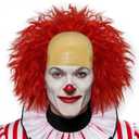Red Clown Wigs for Adults Scary Clown Costume Men Baldness Bald Wig Bald Cap Costume Red Wig Men for Cosplay Outfit Halloween Party+Hair Cap