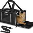 Petskd Pet Carrier 17x11x9.5 Alaska Airline Approved, Pet Travel Carrier Bag for Small Cats and Dogs, Soft Dog Carrier for 1-10 LBS Pets, Dog Cat Carrier with Safety Lock Zipper(Black)