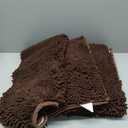 HOMEIDEAS 3 Pieces Bathroom Rugs, Ultra Soft Non Slip Absorbent Chenille Toilet Bath Mat Set (Brown) (1'8" x 2'8" (17"x24"+20"x32"+U Shape 20"x24"))