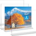 Acrylic Picture Frame 4x6 inches, 4 Pack Clear Plastic Picture Frames Holder Standing,Double Sided Picture Desktop Display for Photo Home Office - Horizontal