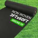 5oz Non Woven Geotextile Fabric with Stakes for French Drains, 3x60FT High Permeability Drainage Fabric Heavy Duty Landscape Fabric for Gravel Grid, Garden, Flower Beds, Weed Control, Erosion Control