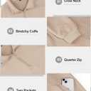 Vssjavun Mens Quarter Zip Pullover Quilted Sweatshirt Long Sleeve Casual Stand Collar Pullovers with Pockets (Beige, XL)
