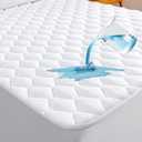 King Size Waterproof Mattress Protector,100% Polyester Mattress Protector Breathable Bed Cover Noiseless Mattress Pad Cover with 6''-18'' Deep Pocket for Bedroom Home, White 