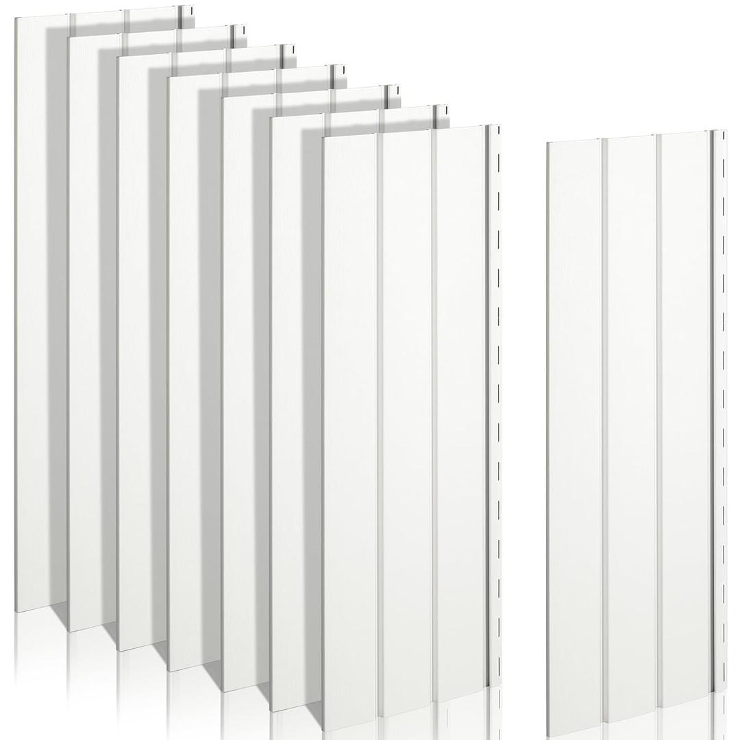 Landical 8 Pcs 12" W x 35" L Mobile Home Skirting Vinyl Underpinning Panel Vinyl Skirting White Panels Wood Grain 40 Mil Thickness House Panels for Mobile Home Kit(Without Holes)