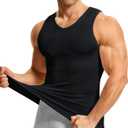 Nebility Shapewear Mens Compression Shirt Body Shaper Slimming Undershirts Sports Vest V Neck Sleeveless Workout Tank Tops (Black, XL)