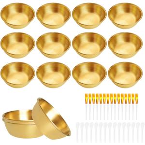 15 Pcs 3.23 In DIY Face Mask Mixing Bowl Cosmetic Beauty Supplies Facial Stainless Steel Small Mask Bowl for Lady Women Home Skincare Esthetician Salon (Gold)