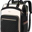 Rolling Backpack for Women, Travel Backpack with Wheels, Dual-Opening Wheeled Laptop Backpack, Stylish Rolling Laptop Bag, Overnight Underseat Carry on Luggage for College Business Work, Beige Brown