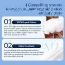 2 x 100% Organic Overnight Pads for Women, Ultra Thin Extra Heavy Flow Sanitary Pads with Wings Cotton Menstrual Pad Extra Coverage Period Pad Super Absorbency Feminine (Overnight, Size 5, 12 Ct)