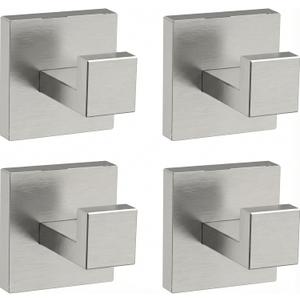 Brushed Nickel Hand Towel Hook 4-Pack, Geometric Series - Stainless Steel Towel Hooks for Bathrooms, Modern Wall Mount Bath Towel Holder with Industrial SUS304 Core