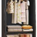 H4 Clothing Rack with Cover, Rolling Heavy Duty Clothes Rack, Garment Rack on Wheels, Portable Closet for Hanging Clothes, Black Clost Rack with Black Fabric Cover, Max Load 380LBS