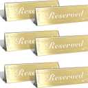 6 Pcs Mirrored Gold Reserved Table Signs, 6" x 2" Double-Sided Acrylic Table Tent Cards for Wedding, Restaurant, Banquet, Ceremony, Party, Events