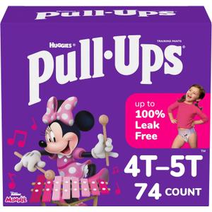 Pull-Ups Girls' Potty Training Pants, Size 4T-5T Training Underwear (38-50 lbs), 74 Count