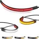 QUASCO Front Rear Motorcycle Led Turn Signals, Universal White Amber Fork Light Strip, Red Brake Tail Lights Compatible with Harley Cafe Racer Dual Sport Dirt Bike, Pack of 3