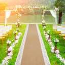 moonoom 20 Ft x 36 in Natural Burlap Wedding Aisle Runner, Rustic Jute Weddings Runway Carpet with Lace, Ceremony Burlap Carpet Roll for Beach Garden Church Reception Craft Decor