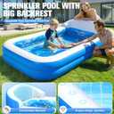2026 Inflatable Pool with Sprinkler,Durable Blow up Pool with Big Backrest, Rectangle Kid Pool Backyard,Children Swimming Pool,Small Inflatable Kiddie Pool,Outdoor Water Pool for Kid714125IN