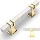 Amerdeco 10 Pack Brushed Satin Nickel and Gold Cabinet Pulls 3 Inch(76mm) Hole Center Drawer Pulls Cabinet Hardware Kitchen Cabinet Handles for Bathroom Dresser Pulls ZH0067