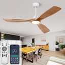 Ceiling Fans with Lights, 52 Inch Ceiling Fan with Remote/APP Control,3CCT Dimmable Light,Noiseless Reversible DC Motor,3 Solid Wood Blades,Indoor/Outdoor Ceiling Fans for Bedroom,Farmhouse,Patio
