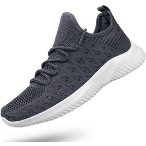 Feethit Womens Slip On Walking Shoes Non Slip Running Shoes Breathable Workout Shoes Lightweight Gym Sneakers (8, Dark Grey)