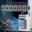 Portable Air Conditioner, Air Cooler, 1000ml Cold Fan Air Conditioner, 5 Air Speeds and 7 LED Lights, 2 Ice Packs, 3 Cold Mist and 2/4/6 Timer, USB Cold Fan for Home, Office and Outdoors.