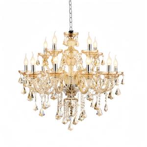 Modern Luxury K9 Crystal Chandelier, 12-Light Cognac Crystal Pendant Light,Candle Style Crystal lamp Lighting Fixture for Dining Room,Hotels, Hall Way, Bars, Restaurants (12 Lights)