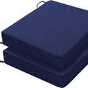 Favoyard Patio Chair Cushions 18.5 x 16 x 3 Inch Waterproof Outdoor Seat Cushions for Patio Furniture 3-Year Color Fastness Garden Sofa Couch Pads with Handle & Adjustable Straps Set of 2, Blue