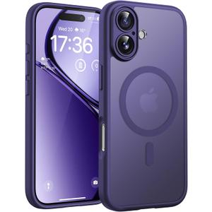 TOCOL for 17Case, Full Camera Protection, Built-in Magnetic Ring, Compatible with Magsafe Charger, Drop Protection, Translucent Matte Phone Case for 17 6.3 inch (Midnight Purple)