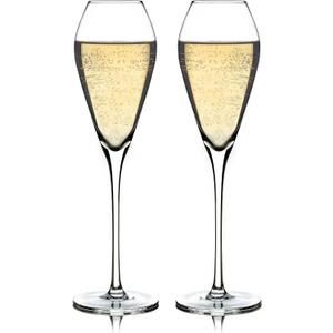 Greenline Glassware Champagne Flutes Glasses - 5.75 oz Wine and Mimosa Glassware Set - Stemmed Drinkware For Weddings Or Modern Bar - Set of 2