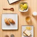 Famiware Dinnerware Sets for 4, Ocean Square 12-Piece Kitchen Plates and Bowls Sets, Reactive Glaze, Microwave and Dishwasher Safe, Scratch Resistant, Cappuccino White