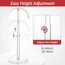 JUESHA 4 Pack Clear Acrylic Hat Display Stand Height Adjustable, Countertop Hat Holder for Baseball Caps Cowboy, Wig Head Counter Stand for Closet (PATENT PENDING)