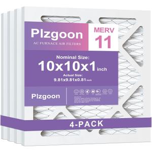 10x10x1 Air Filter MERV 11 (4 Pack) MPR 1000 Pleated Air Conditioner Filter for Home HVAC AC Furnace Filter (Exact Dimensions: 9.81"L x 9.81"W x 0.81"Th)