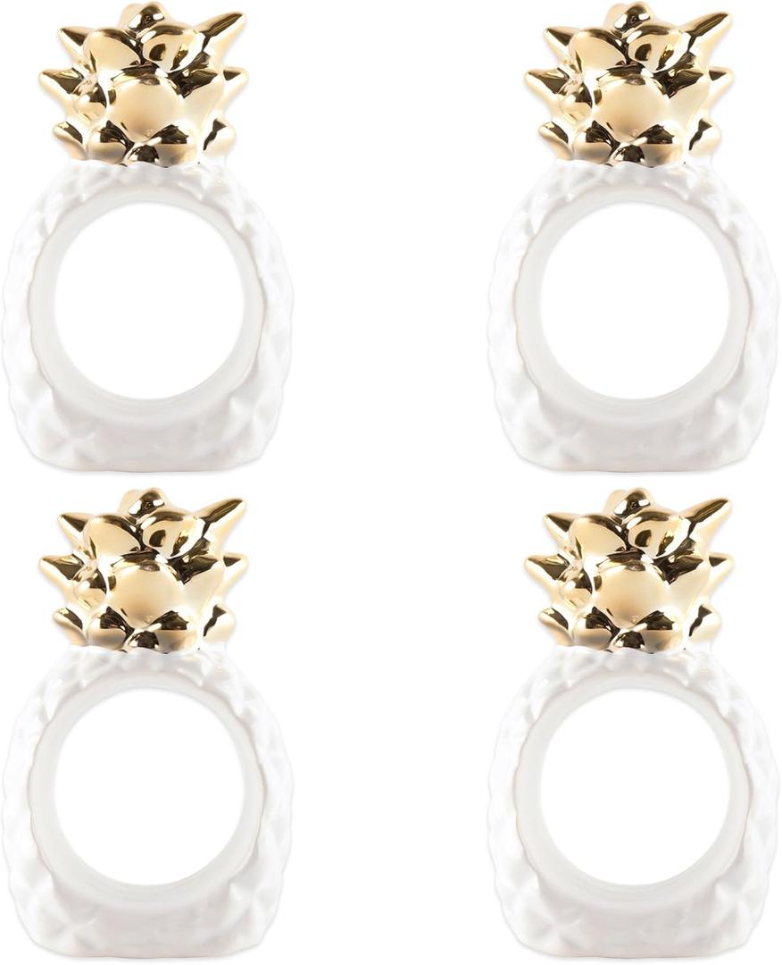 DII Decorative Unique Novelty Napkin Ring Set, Gold Pineapple, 6 Count (One Size)