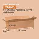 BOX USA 2486 Long Corrugated Cardboard Box 24" L x 8" W x 6" H, Kraft, For Shipping, Packing and Moving (Pack of 25)