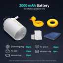 Portable Air Pump for Inflatables, Eagerey 2000mAh USB C Rechargeable Tiny Air Pump with Camping Light Ultra-Mini Air Mattress Pump for Pool Floats Sleeping Pad Swimming Ring Vacuum Storage Bag
