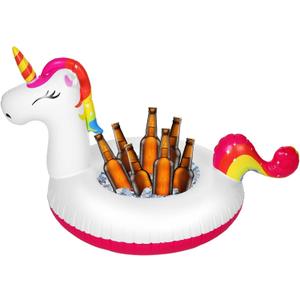 Bencailor Inflatable Pool Float Cooler Drink Holder Summer Party, Unicorn, 54 x 35 x 42"