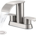 Ultimate Unicorn 8 inch Bathroom Faucet Brushed Metal, Waterfall Bathroom Faucet with Metal Pop-up Sink Drain Stopper and 2 Supply Hoses,2 Handle Widespread Faucets for Vanity Sink 3 Holes