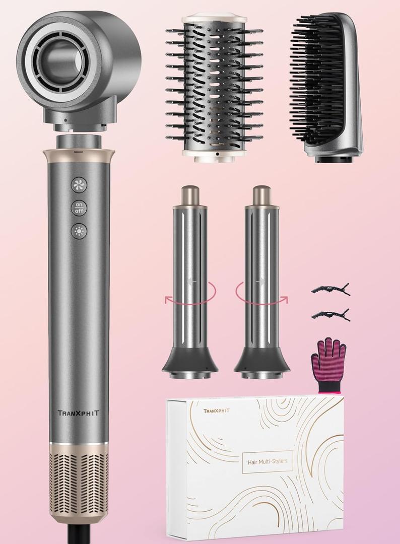5-in-1 High Speed Hair Dryer Brush  Ionic Hot Air Brush Styler Set for Fast Drying, Straightening, Curling & Volumizing  Lightweight Travel Design Hair Styling Tool