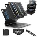 ESR iPad Pro 13 Inch Case with Keyboard (M5/M4, 2025/2024), iPad Pro 13 Keyboard Case with Easy-Set Magnetic Stand, Portrait/Raised Modes for iPad Pro 13, Removable, Rebound 360 Series, Black