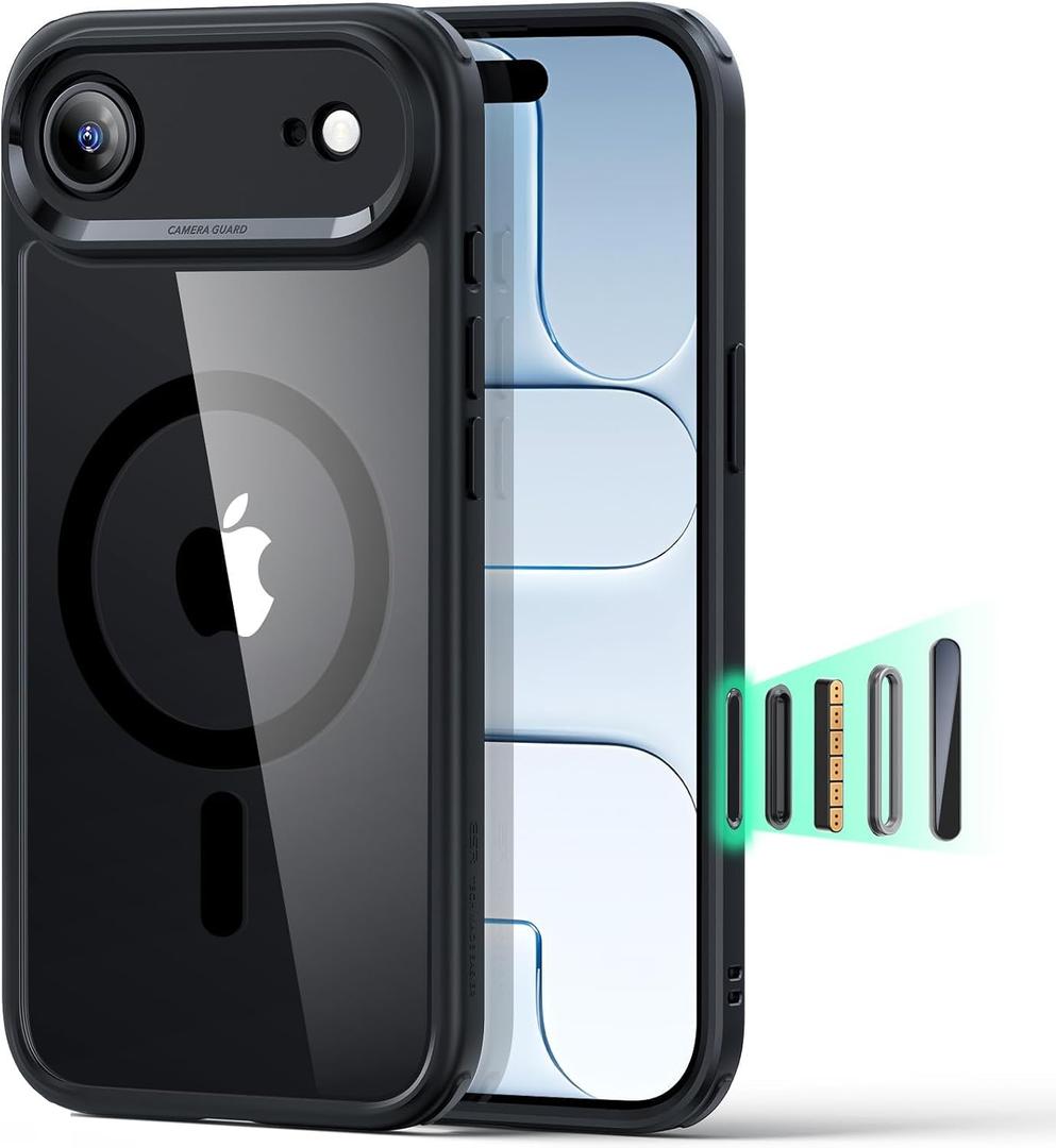 ESR for iPhone Air Case, Camera Control Cover, Compatible with MagSafe, Shockproof Military-Grade Protection, Magnetic Phone Case for iPhone Air, Classic Hybrid Case, Clear Black