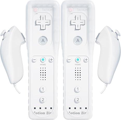 2 Pack Wii Remote with Wii Motion Plus Inside | Shock Wii Nunchuk Controller | Compatible Nintendo Wii, Wii U