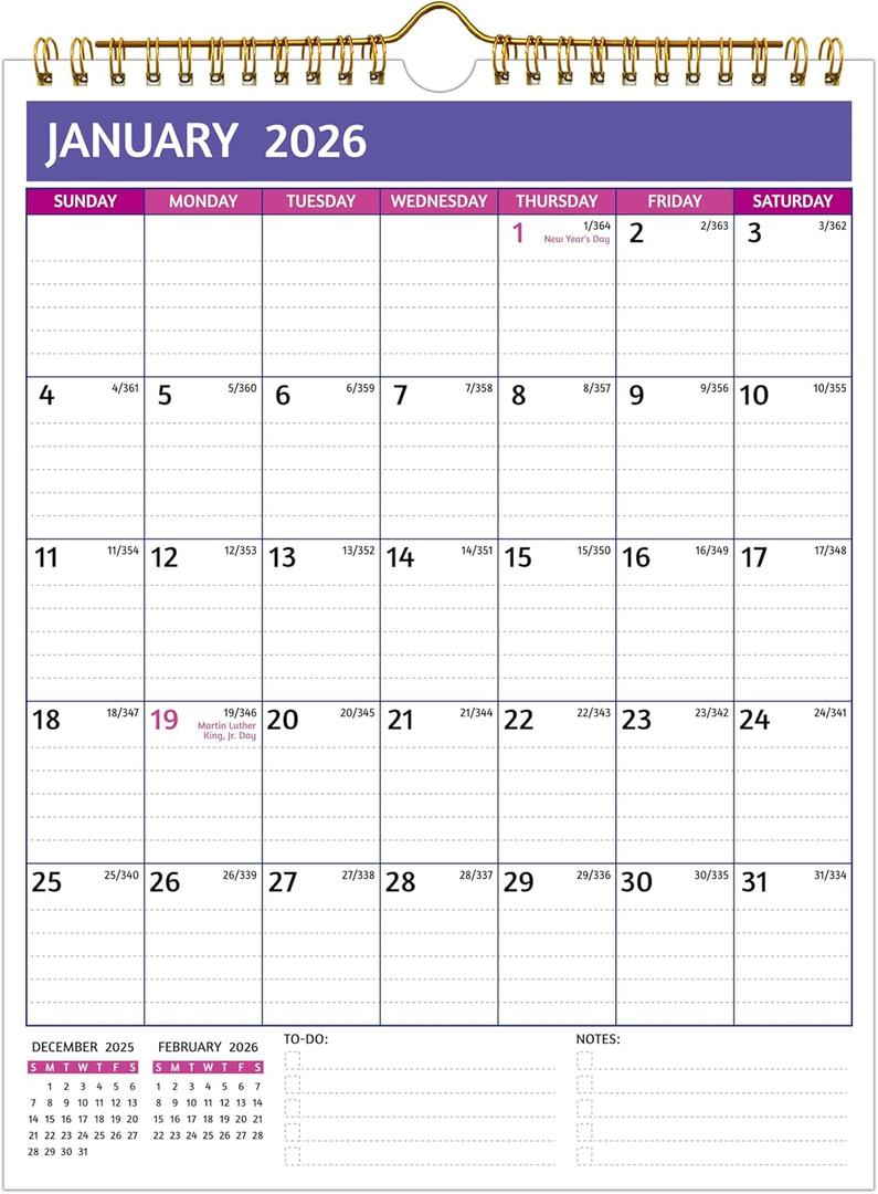 4 x 2026-2027 Wall Calendar  Run Now to Jun 2027, 18 Monthly Calendar 2026-2027, 8.5 x 11 In, Small Calendar 2026 Vertical, Ruled Blocks, Thick Paper, Holidays, To-do  Notes, Great for Planning