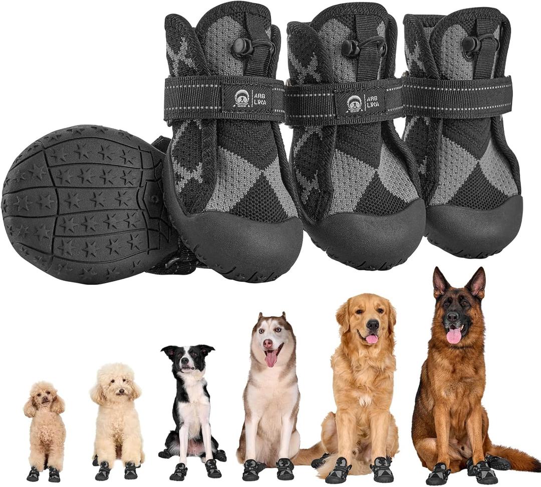 Dog Shoes for Large Medium Size Dogs, Waterproof Anti Slip Dog Boots&Paw Protectors for Summer Hot Pavement Winter Snow, Breathable Dog Booties for Outdoor Walking Hiking Hardwood Floor (#5( Width 2.4 inch) for 40-55lbs)