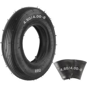 (1-Set) RRQ 4.80/4.00-8" Tire and Inner Tube Set, Universal Replacement Pneumatic Tires, Fits 15.5-inch wheels, TR-13 Straight Valve Stem, for Wheelbarrows, Dollies, Trolleys, Garden Carts and More