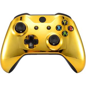EXtremeRate Chrome Gold Front Housing Shell Faceplate for Xbox One S & Xbox One X Controller (Model 1708) - Controller NOT Included