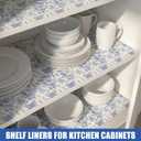 Kathfly Blue Floral Shelf and Drawer Liner for Kitchen Cabinets Refrigerator Liner Non-Adhesive Waterproof Fridge Cupboard Mat for Home Table Kitchen Decoration Easy to Clean 12 x 360 Inch