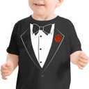 Ann Arbor T-shirt Co. Little Boys' Tuxedo Tee | Kid's Wedding Youth & Toddler Shirt-Toddler - 4T Black