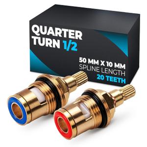 Bathroom Faucet Cartridge Replacement 2 Pcs Brass Quarter Turn 1/2" Thread 1.97" x 0.39" 20-Teeth Stem Kit Faucet Valve Replacement Stops Leaks, Restores Flow for Kitchen, Shower, Sink Repair