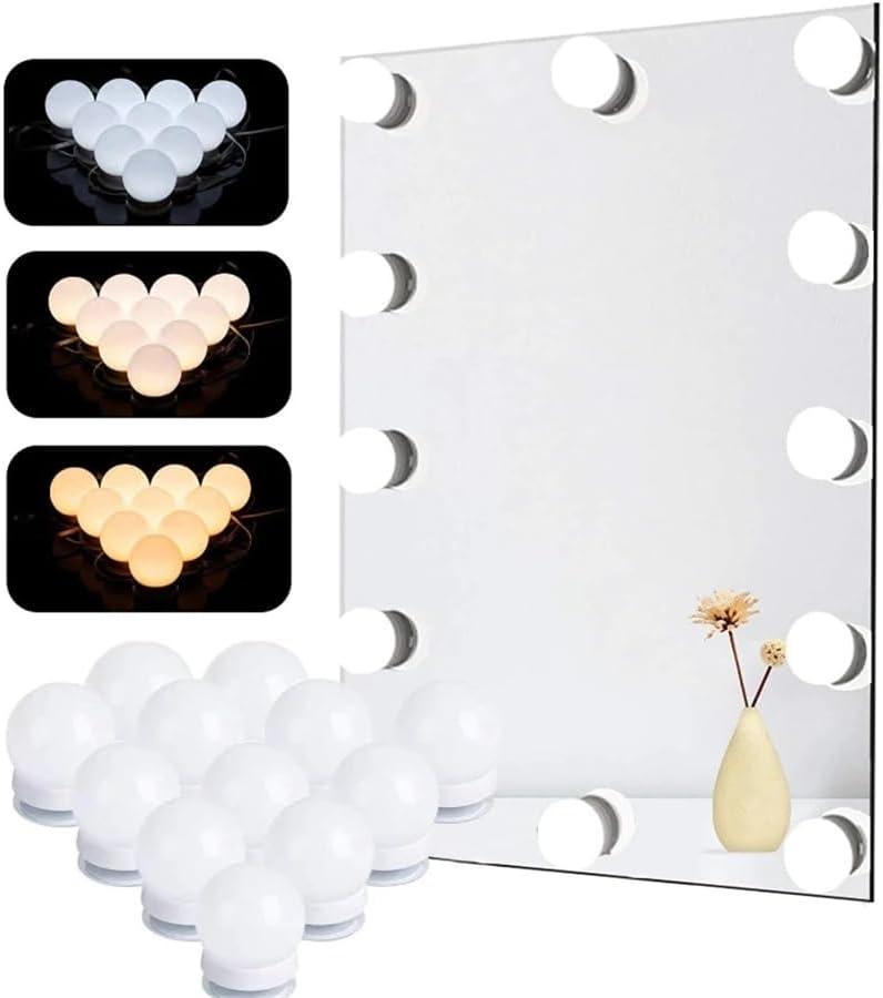 LED Vanity Lights for Mirror, Hollywood Style Vanity Lights with 10 Dimmable Bulbs, Adjustable Color & Brightness, USB Cable, Mirror Lights Stick on for Makeup Table Dressing Room (10 Lights)
