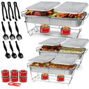 Large Full Size 33-Pcs Disposable Chaffing Buffet with-Covers, Utensils, Fuel Cans – Premium Chafing Dish Set for Events, Parties, Catering