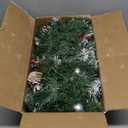 9FT Christmas Garland with Lights, Pre-Lit Christmas Garland Decorated with Red Berries Silver Balls and Pinecones, Battery Operated Christmas Decorations for Mantle Fireplace Indoor Outdoor Home