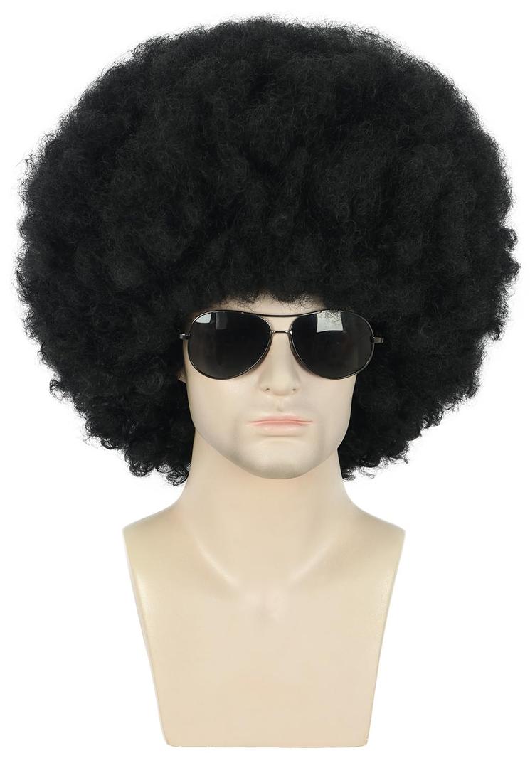 karlery Adult Men Women Afro 70s 80s Curly Black Wig Rocker Party Wig California Halloween Costume Wig